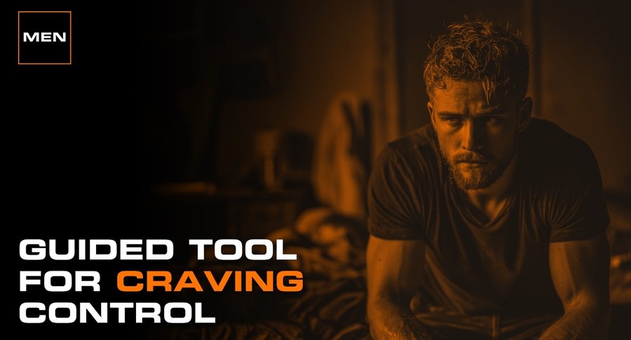 Man using physiological sigh breathwork to control cravings and regain balance