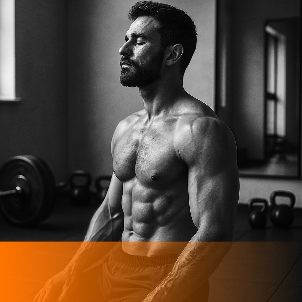 MenTools blog feature image for Morning Routine for Men, black and white photograph with orange MenTools overlay