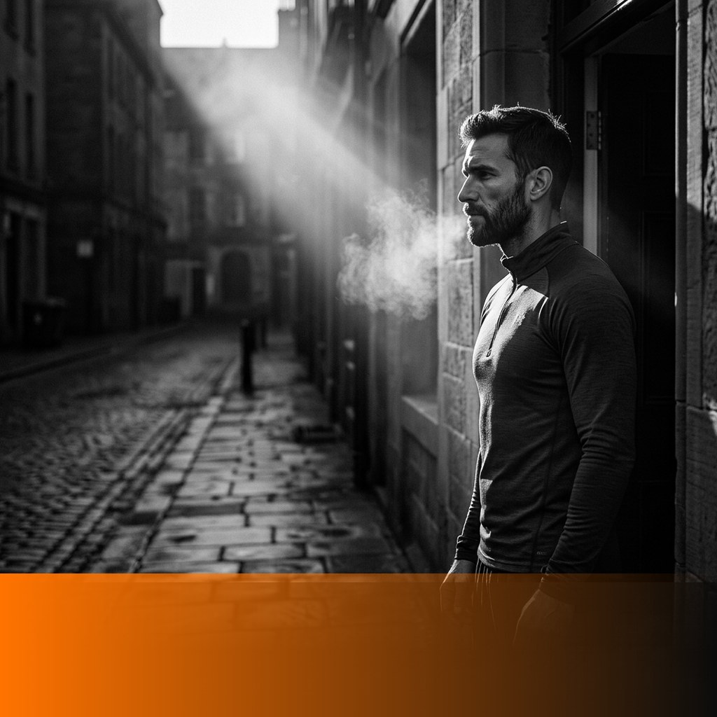 MenTools blog feature image for MEN: How to Get Back Into Routine After Summer: A 7-Step September Reset, black and white photograph with orange MenTools overlay