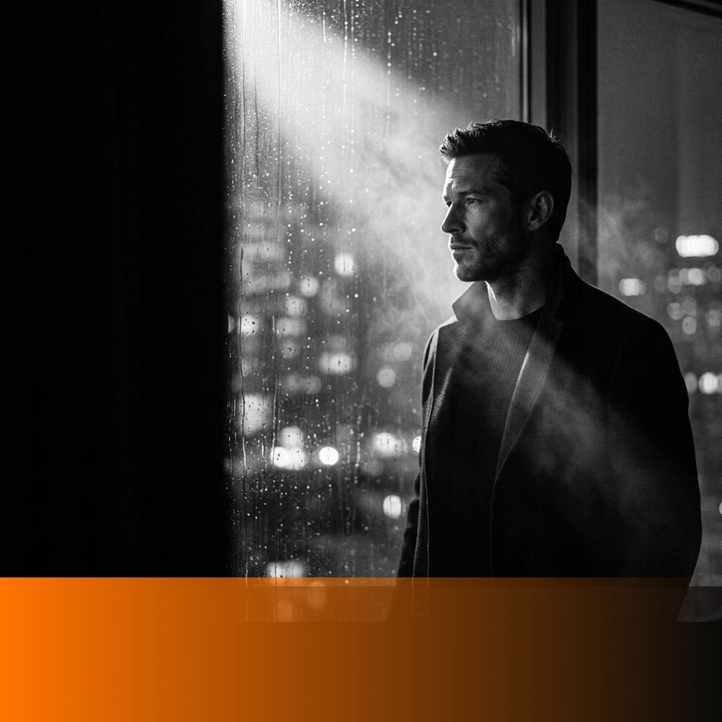 MenTools blog feature image for MEN: How to Plan Your Week as a Man: A Sunday Reset System, black and white photograph with orange MenTools overlay