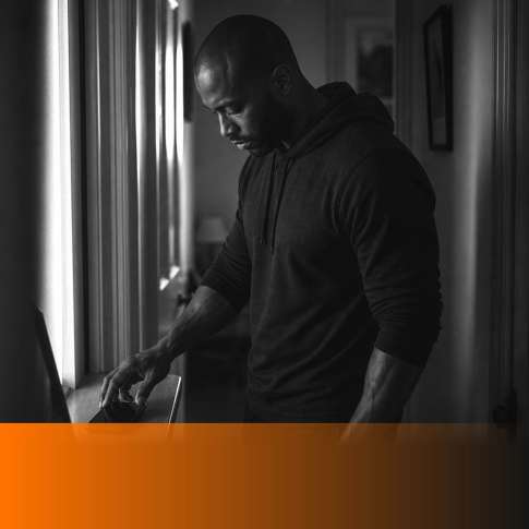 MenTools blog feature image for MEN: What Is Intentional Friction? The 2026 Replacement for Digital Detox, black and white photograph with orange MenTools overlay